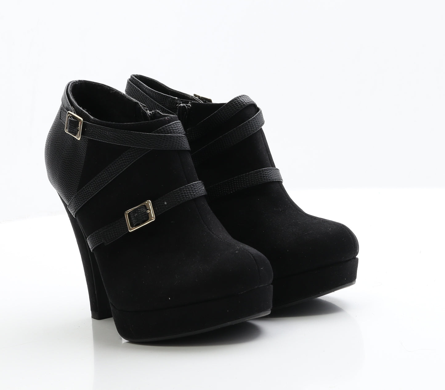 New Look Womens Black  Faux Suede Bootie Boot 6 EUR 39