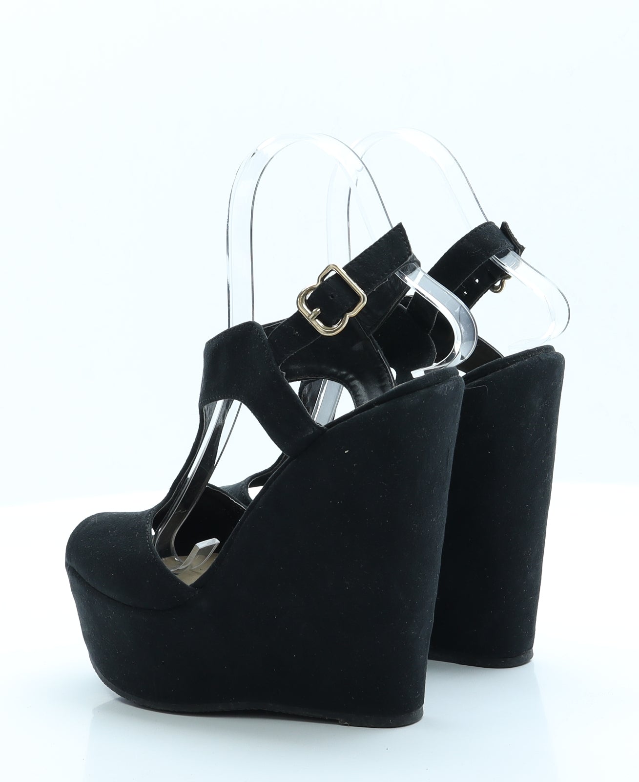 New Look Womens Black  Faux Suede Platform Heel 5 EUR 38