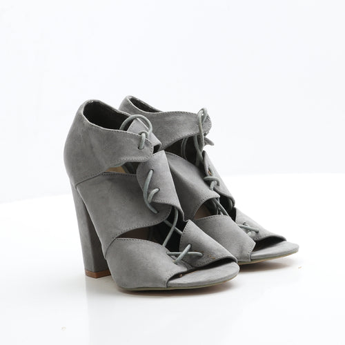 New Look Womens Grey  Faux Suede Strappy Heel 4 EUR 37