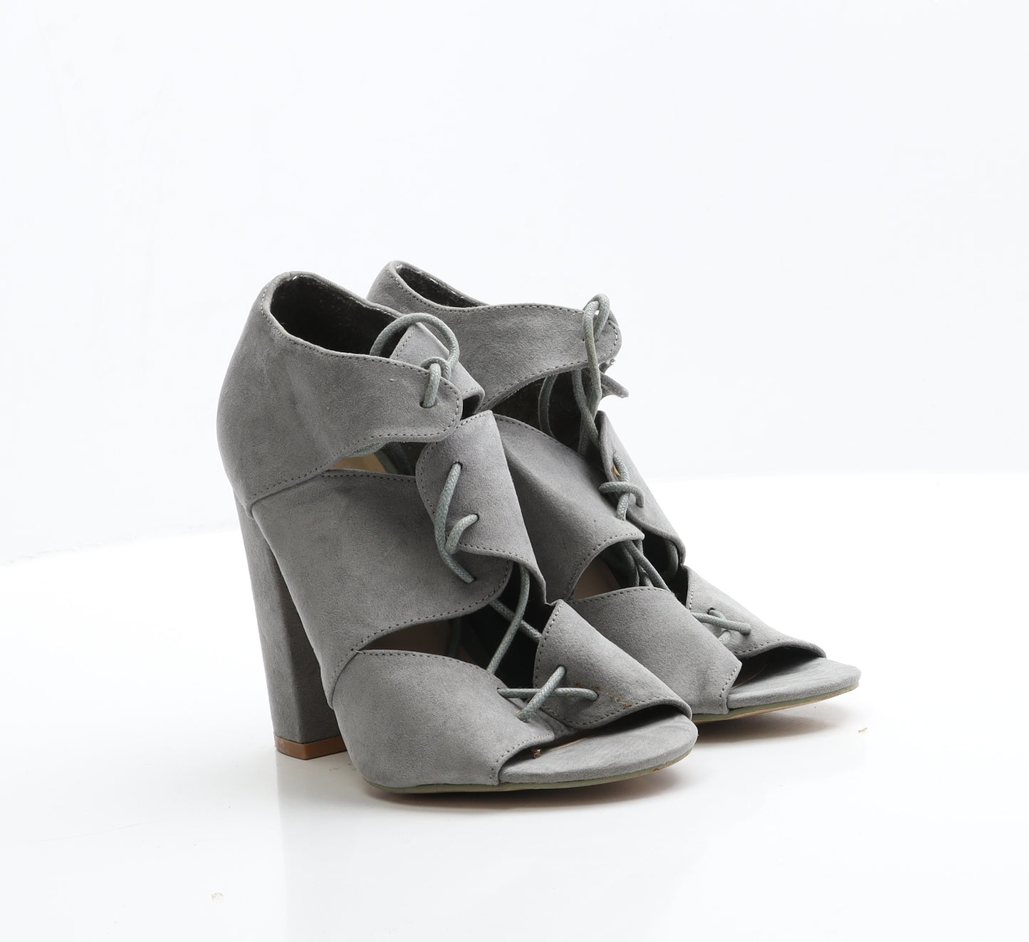 New Look Womens Grey  Faux Suede Strappy Heel 4 EUR 37