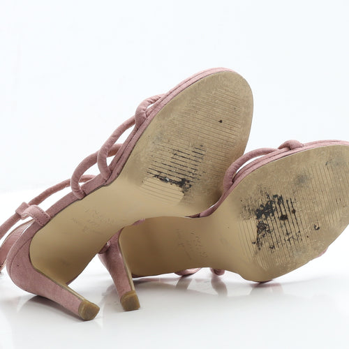 New Look Womens Pink  Faux Suede Strappy Heel 4 EUR 37