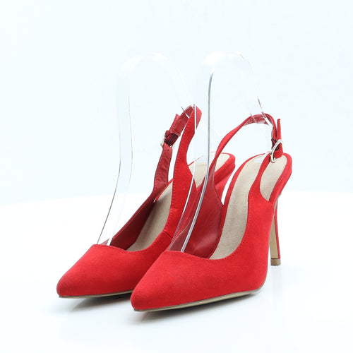 New Look Womens Red  Faux Suede Slingback Heel 3 EUR 36