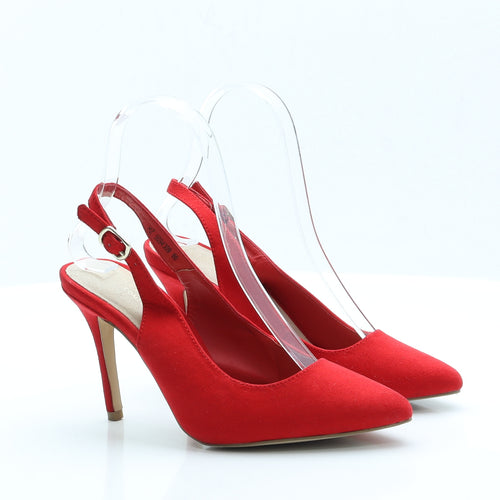 New Look Womens Red  Faux Suede Slingback Heel 3 EUR 36