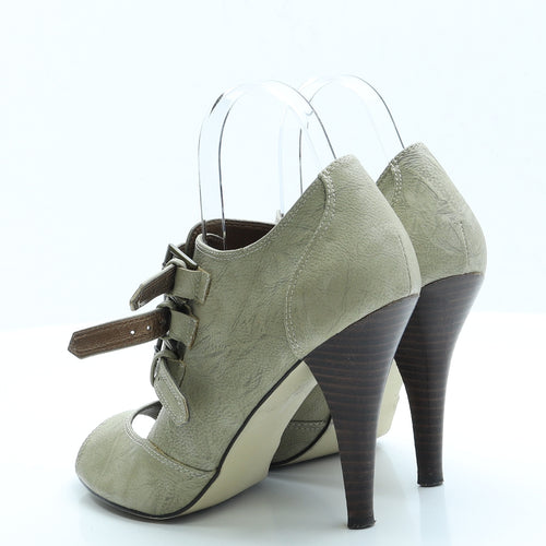 Dorothy Perkins Womens Green  Faux Leather Strappy Heel 6