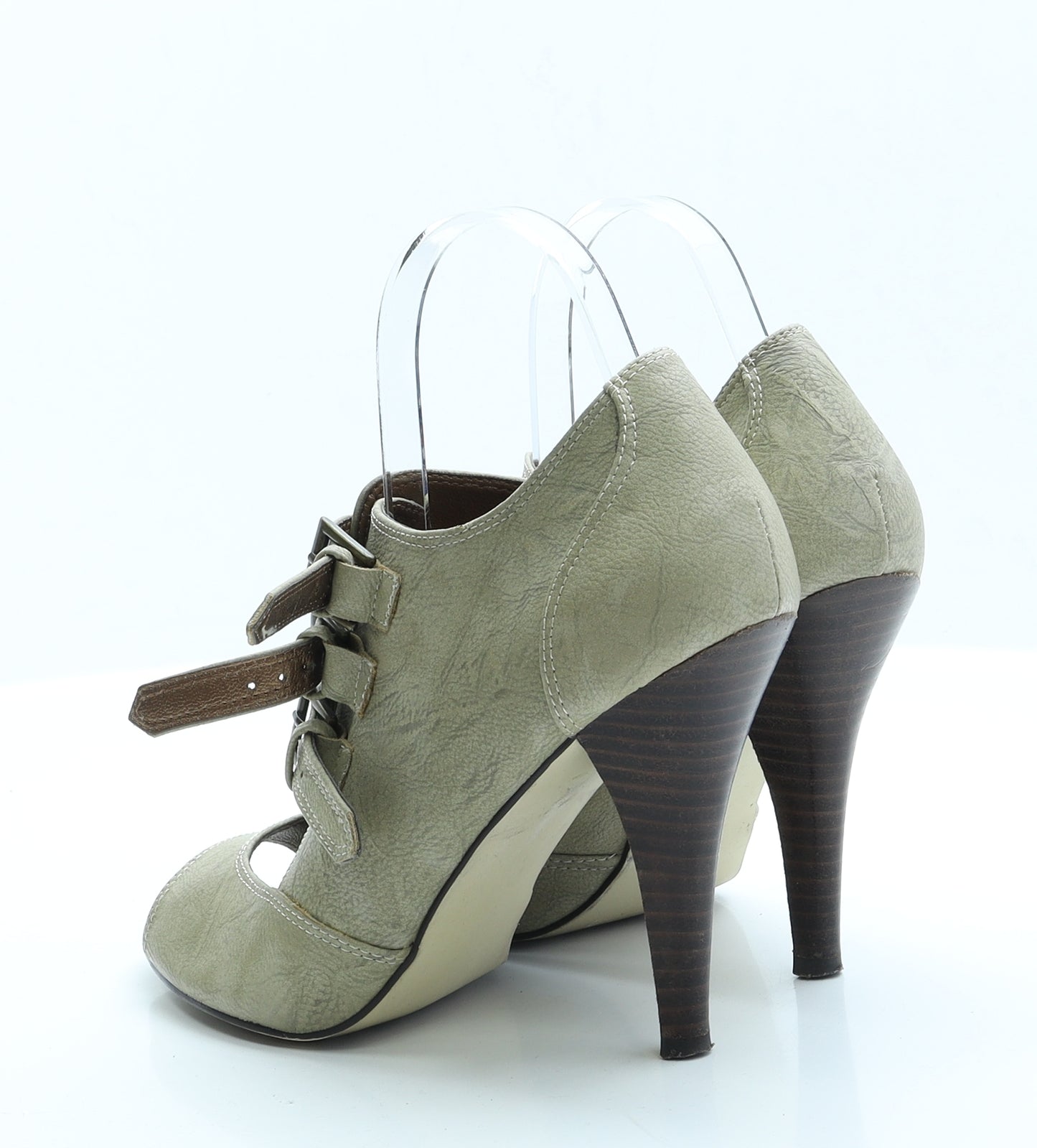 Dorothy Perkins Womens Green  Faux Leather Strappy Heel 6