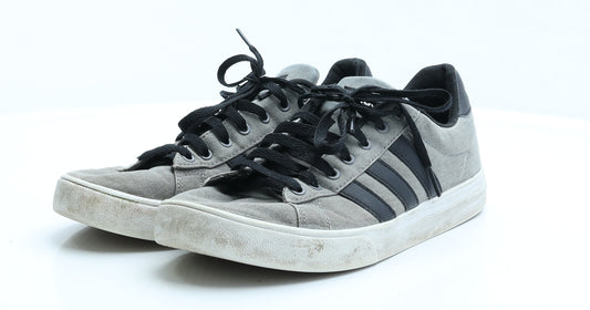 adidas Mens Grey Striped Polyester Trainer Casual 8 EUR 41