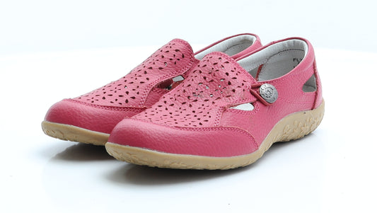 JD Williams Womens Pink  Faux Leather Flat  4 37