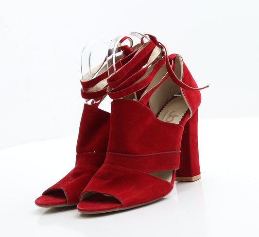 JoyShoetique Womens Red  Faux Suede Strappy Heel 5 EUR 38