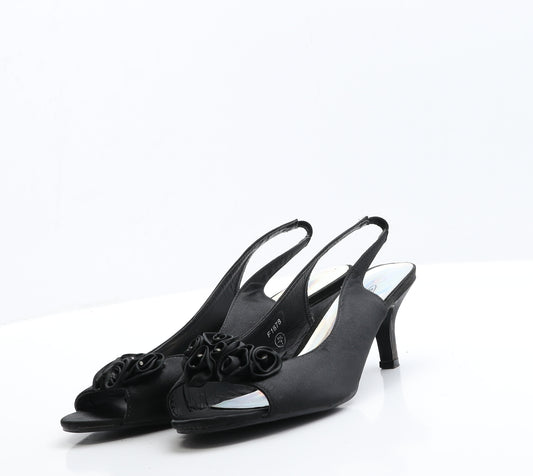 Spot On Womens Black  Faux Silk Strappy Heel 7 EUR 40