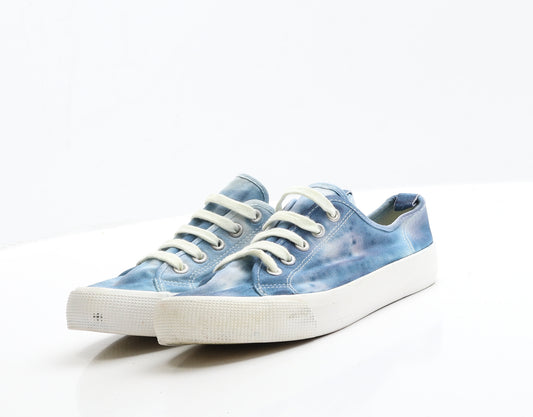 H&M Womens Blue Tie Dye Fabric Trainer Casual 4 37