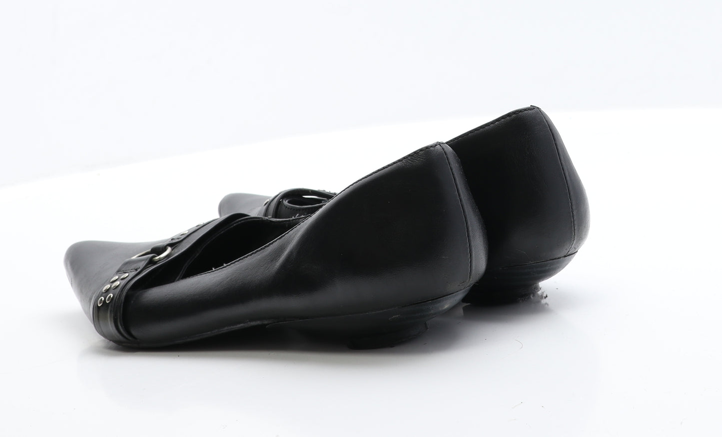 George Womens Black  Leather Slip On Flat 7 40