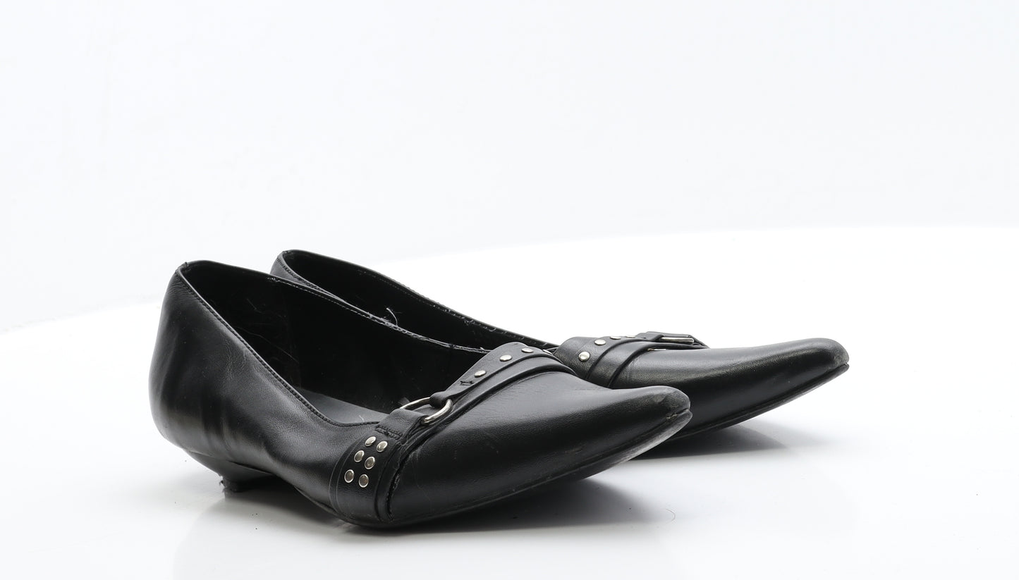 George Womens Black  Leather Slip On Flat 7 40
