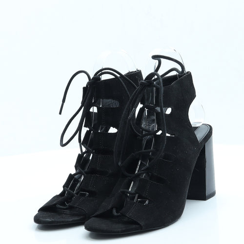FOREVER 21 Womens Black  Faux Suede Gladiator Heel 4