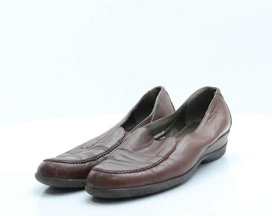 Preworn Womens Brown  Faux Leather Loafer Flat 7 40
