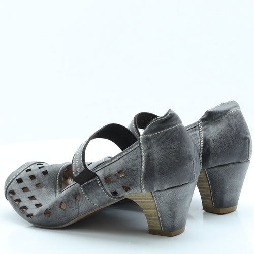 Manfield Womens Grey Geometric Faux Leather Court Heel 8 EUR 41