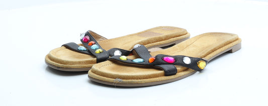 Unisa Womens Black  Faux Leather Flat Sandal 8 EUR 41