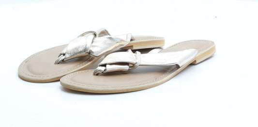 Accessorize Womens Gold  Polyester Flip-Flop Sandal 5 EUR 38