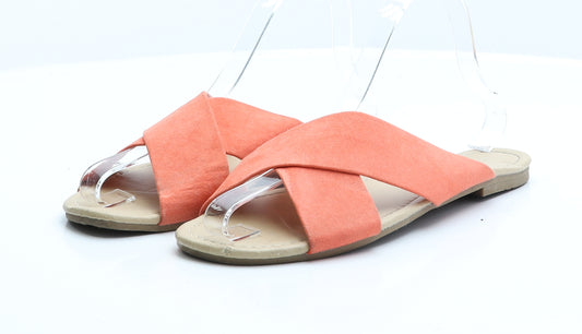 Peacocks Womens Orange  Faux Suede Flat Sandal 4 EUR 37