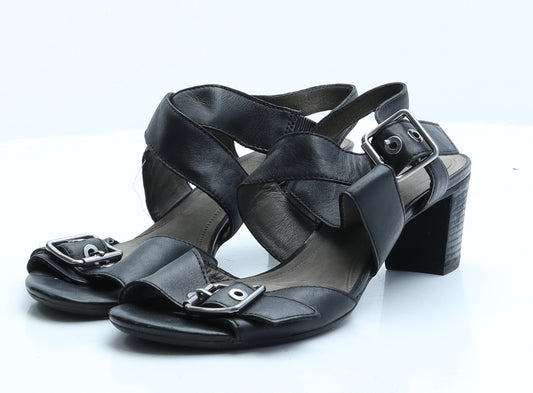 Gabor Womens Black  Faux Leather Strappy Sandal 5.5 EUR 38.5