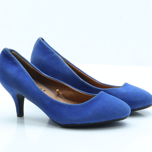 George Womens Blue  Faux Suede Court Heel 4