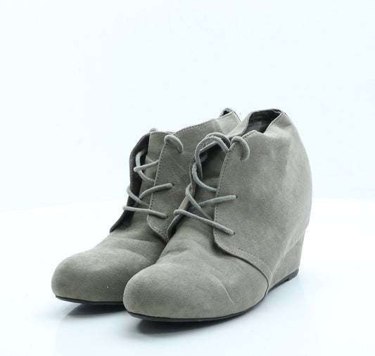 River Island Womens Grey  Faux Suede Bootie Boot UK 6