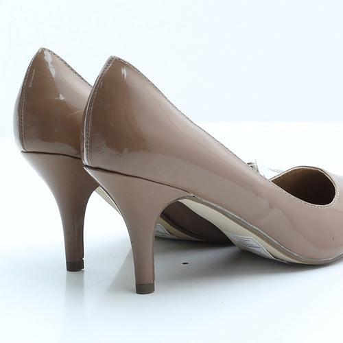 Red Herring Womens Brown  Patent Leather Court Heel UK 5 EUR 38