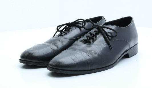 Marks and Spencer Mens Black  Faux Leather Oxford Dress UK 9.5 9.5 EUR 42.5