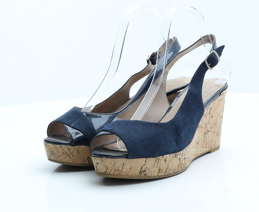 NEXT Womens Blue Faux Suede Strappy Heel UK 6 EUR 39