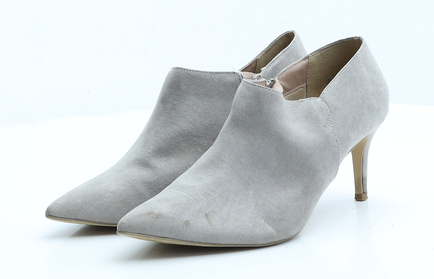 New Look Womens Grey Faux Suede Bootie Boot UK 6 EUR 39