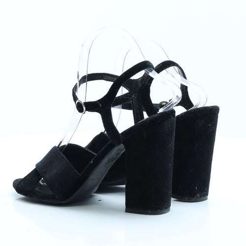 New Look Womens Black  Polyester Strappy Heel UK 6 EUR 39