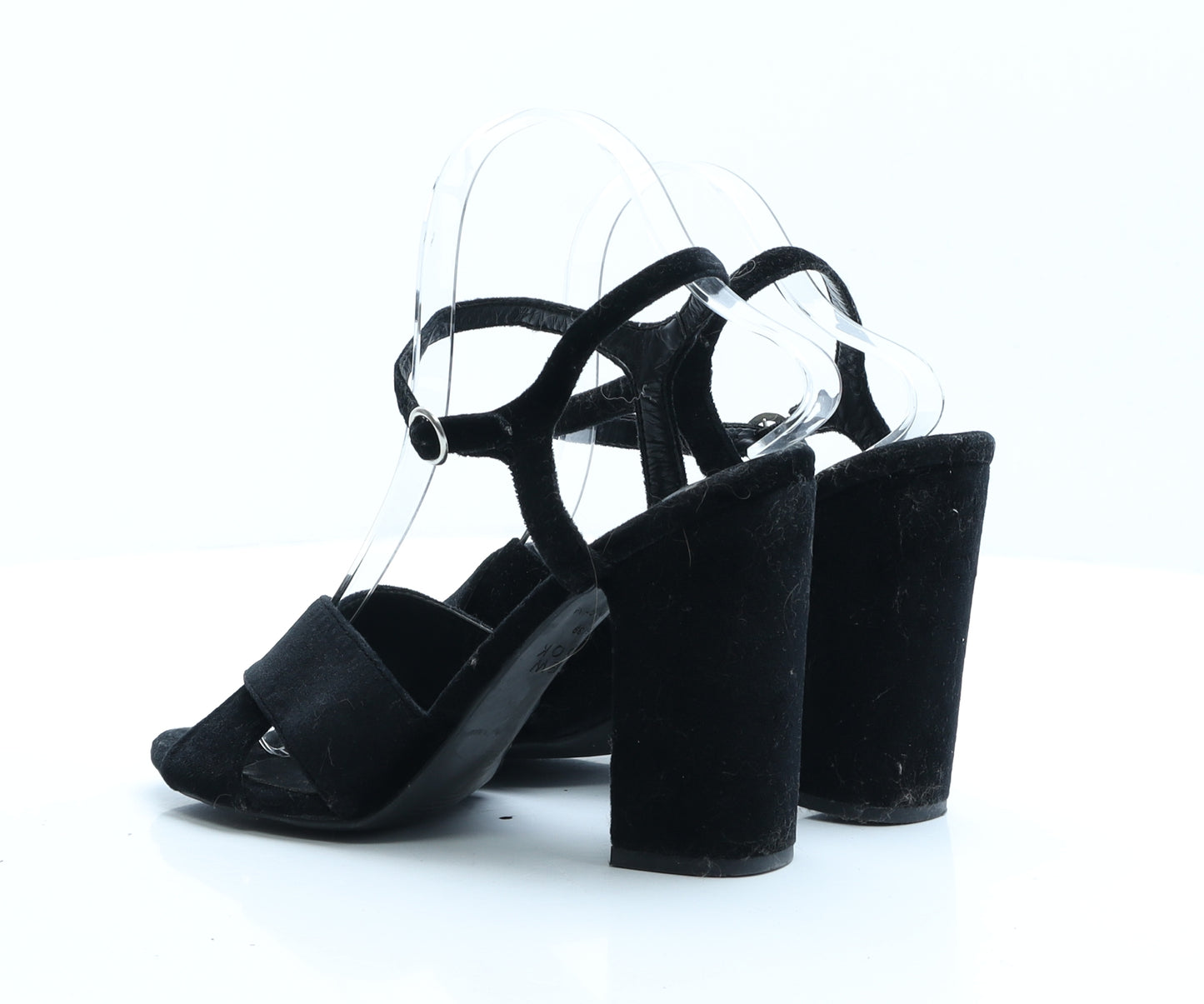 New Look Womens Black  Polyester Strappy Heel UK 6 EUR 39