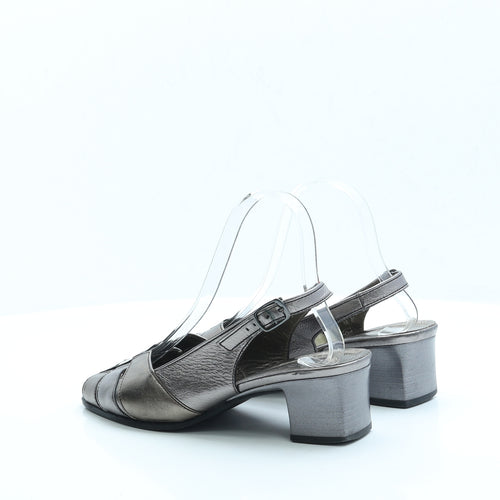 Gabor Womens Silver Leather Slingback Heel UK 6