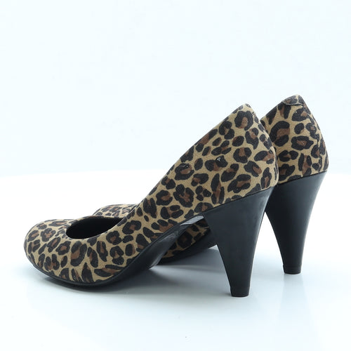 Marks and Spencer Womens Brown Animal Print Faux Suede Court Heel UK 5 EUR 38
