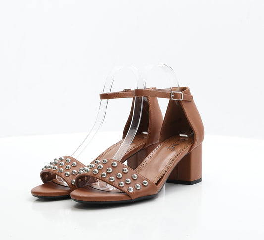 C'M Paris Womens Brown Faux Leather Strappy Heel UK 6 EUR 39