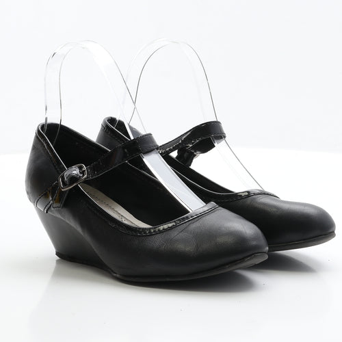 Foot Cushion Womens Black Faux Leather Strappy Heel UK 3 EUR 36