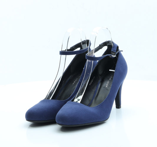 New Look Womens Blue Faux Suede Strappy Heel UK 5 EUR 39