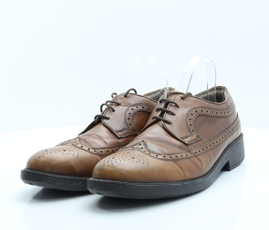 Marks and Spencer Mens Brown Faux Leather Brogue Dress UK 10