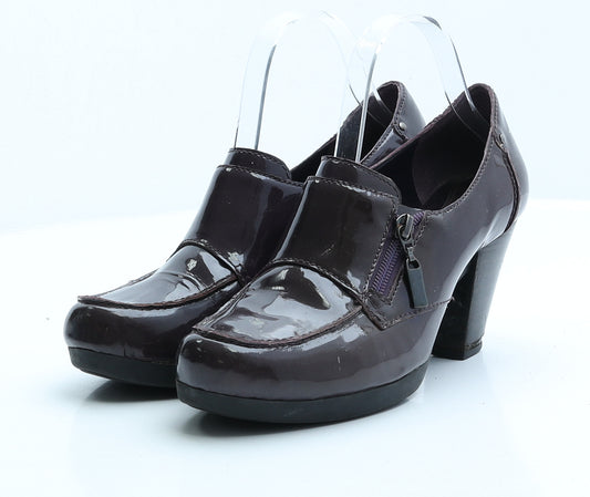 Clarks Womens Purple Patent Leather Mule Heel UK 5.5 EUR 38.5