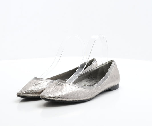 George Womens Silver Polyester Ballet Flat UK 5 EUR 38