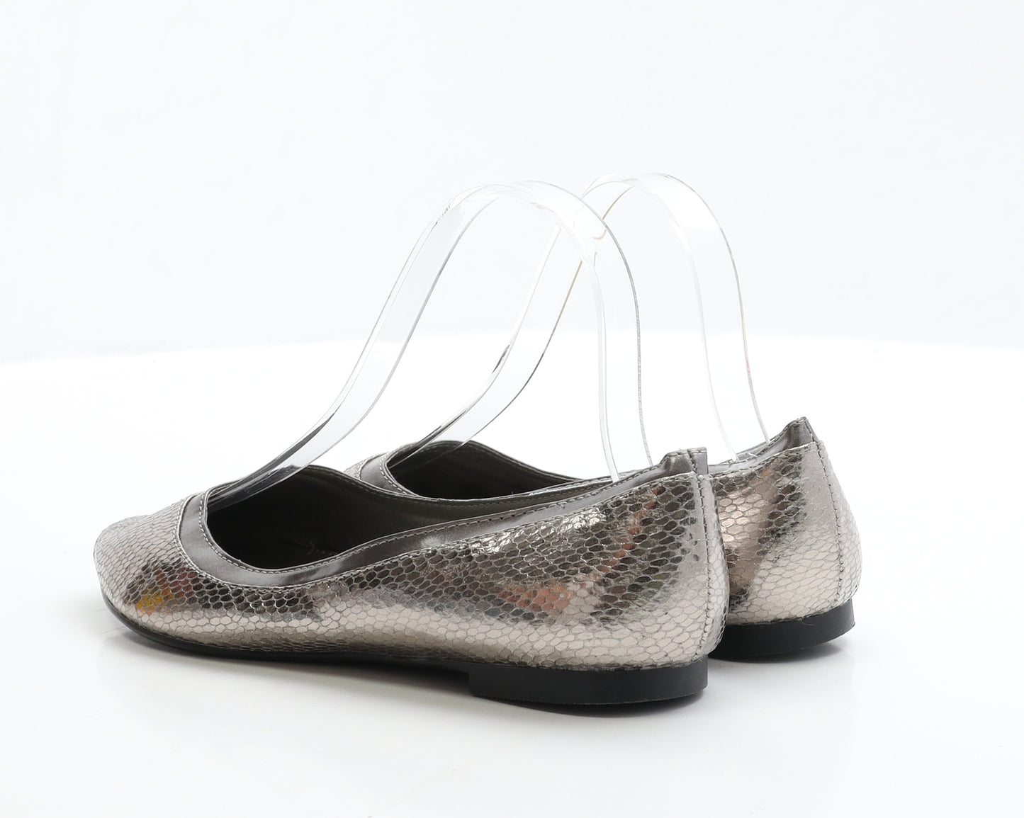 George Womens Silver Polyester Ballet Flat UK 5 EUR 38