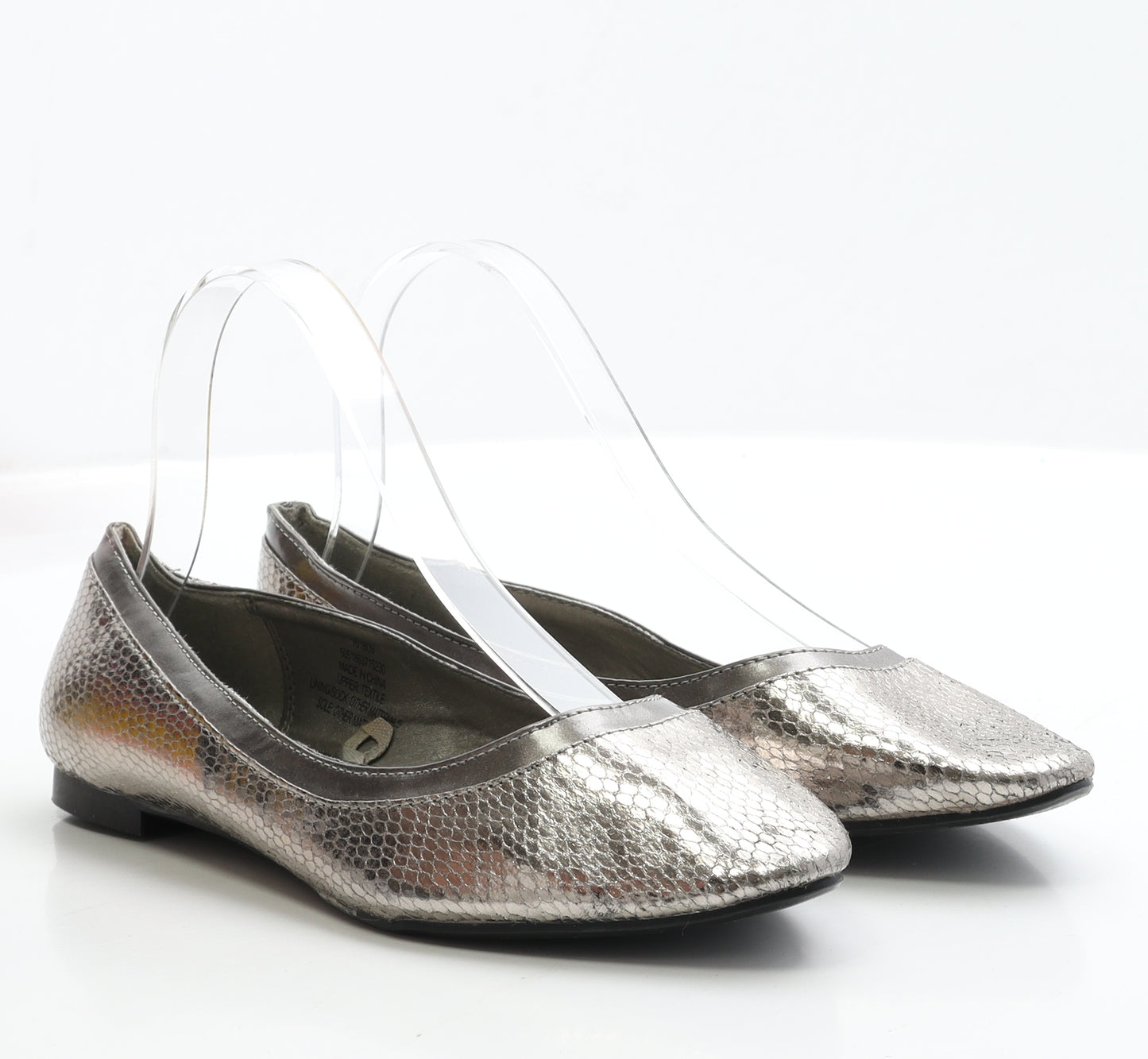 George Womens Silver Polyester Ballet Flat UK 5 EUR 38