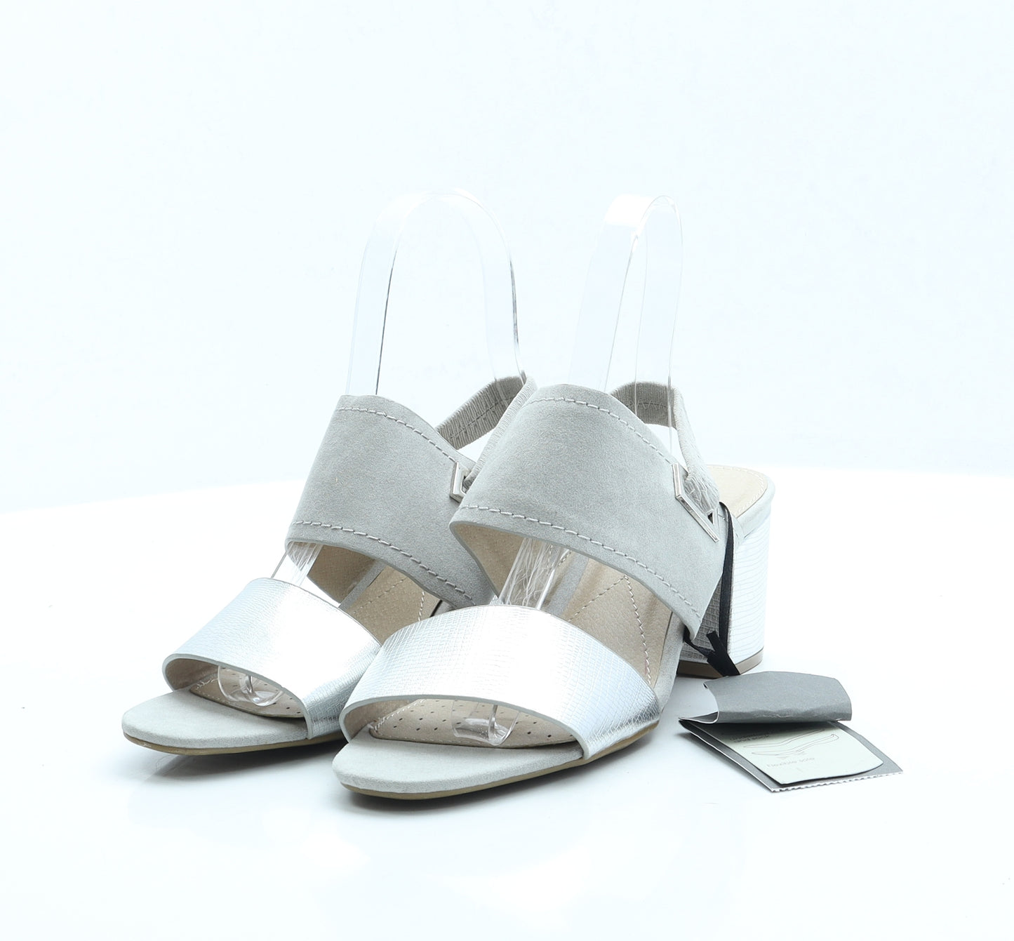 TU Womens Grey Polyester Slingback Heel UK 5