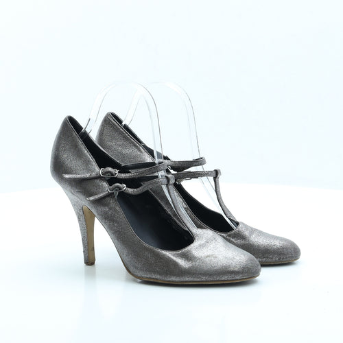 Look Womens Silver Polyester Strappy Heel UK 7