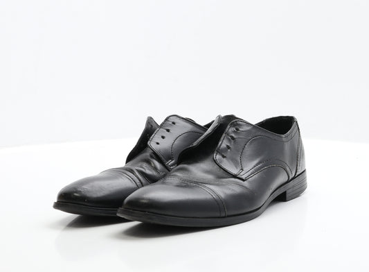 George Mens Black Leather Oxford Dress UK 7
