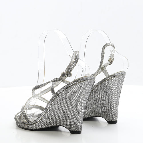 NEXT Womens Silver Polyester Strappy Heel UK 7 EUR 41