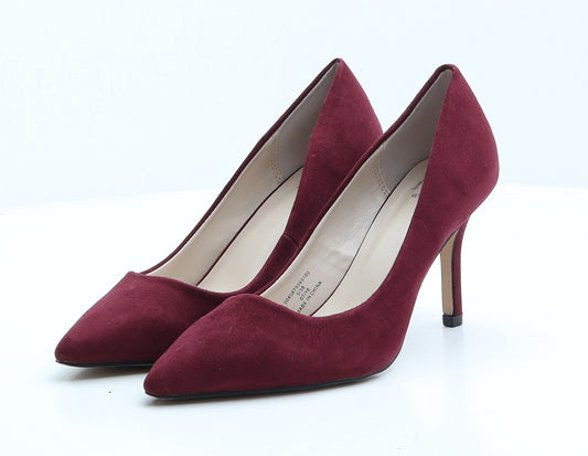 Faith Womens Red Faux Suede Court Heel UK 5 EUR 38