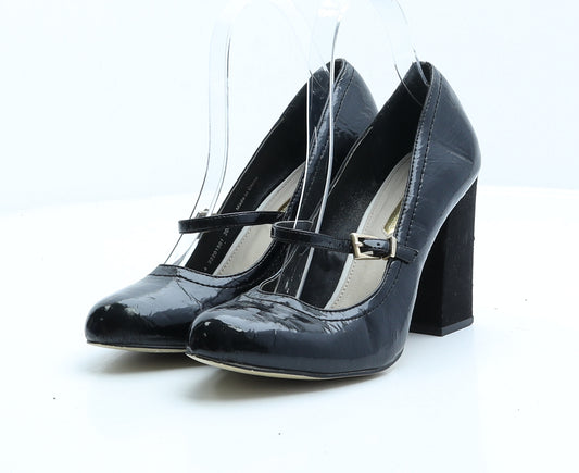 Dorothy Perkins Womens Black Patent Leather Strappy Heel UK 4