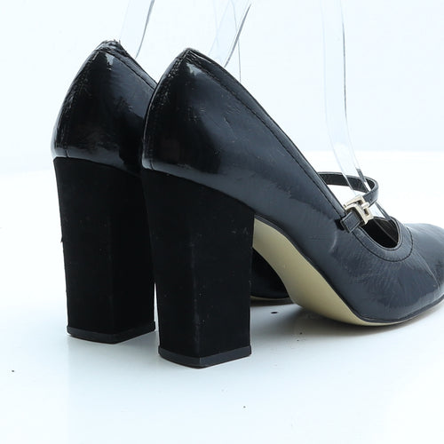 Dorothy Perkins Womens Black Patent Leather Strappy Heel UK 4