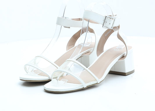 New Look Womens White Faux Leather Strappy Heel UK 5 EUR 38