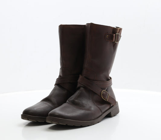 Marks and Spencer Womens Brown Faux Leather Biker Boot UK 3